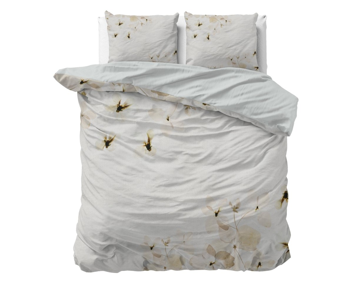Micropercale Duvet Cover Set Nature Heavenly | Cream | Double - 200cm (W) x 200/220cm (L) - The Bedding & Blankets Store