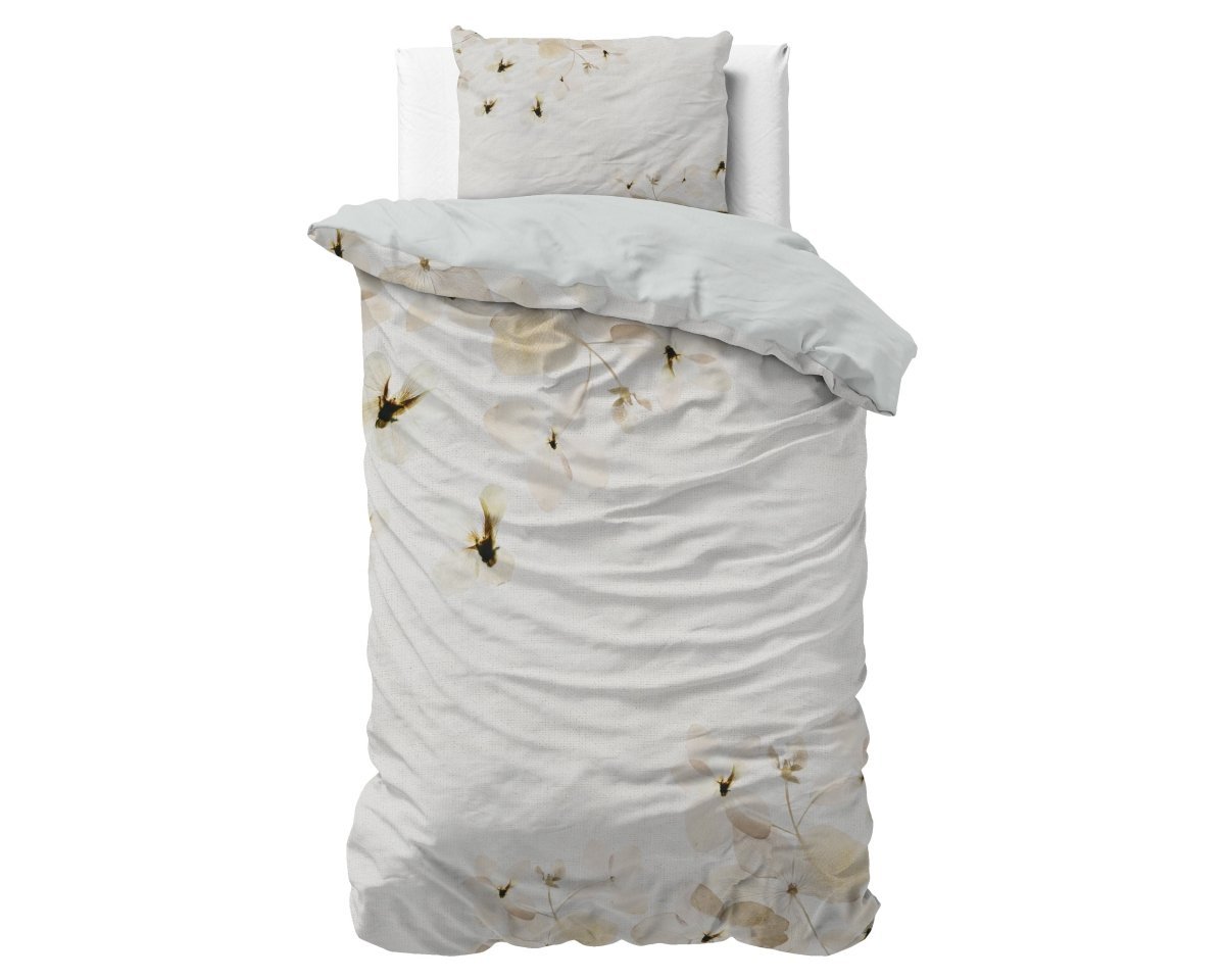 Micropercale Duvet Cover Set Nature Heavenly | Cream | Double - 200cm (W) x 200/220cm (L) - The Bedding & Blankets Store