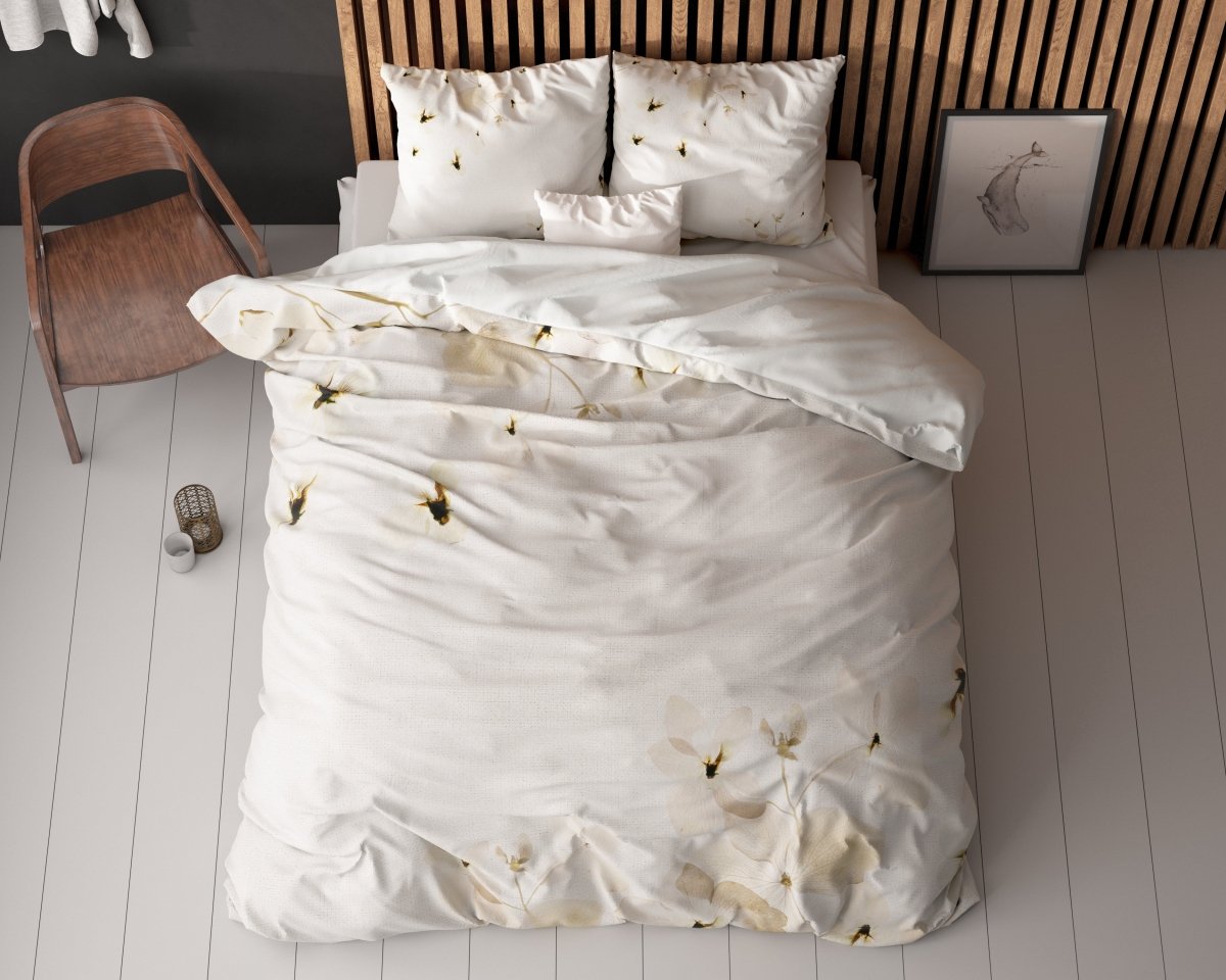 Micropercale Duvet Cover Set Nature Heavenly | Cream | Double - 200cm (W) x 200/220cm (L) - The Bedding & Blankets Store