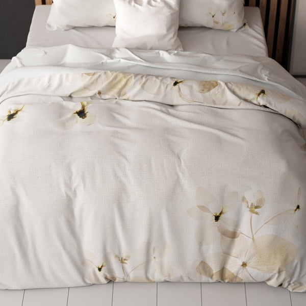 Micropercale Duvet Cover Set Nature Heavenly | Cream | Double - 200cm (W) x 200/220cm (L) - The Bedding & Blankets Store