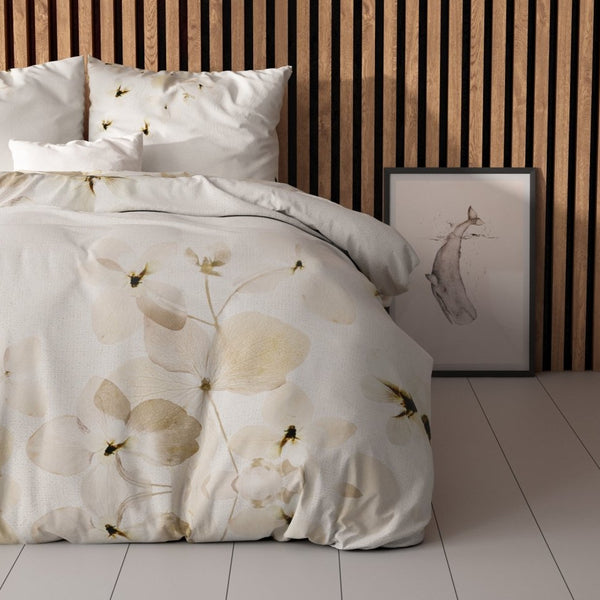 Micropercale Duvet Cover Set Nature Heavenly | Cream | Double - 200cm (W) x 200/220cm (L) - The Bedding & Blankets Store