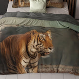 Micropercale Duvet Cover Set Nature Tiger | Taupe | Double - 200cm (W) x 200/220cm (L) - The Bedding & Blankets Store