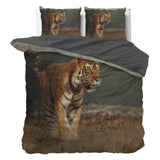 Micropercale Duvet Cover Set Nature Tiger | Taupe | Double - 200cm (W) x 200/220cm (L) - The Bedding & Blankets Store