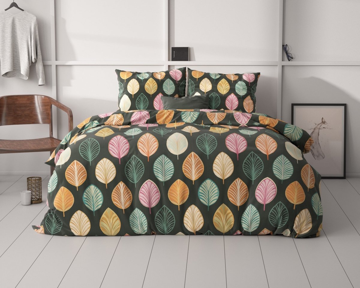 Micropercale Duvet Cover Set Oscar | Multicolour | Double - 200cm (W) x 220cm (L) - The Bedding & Blankets Store