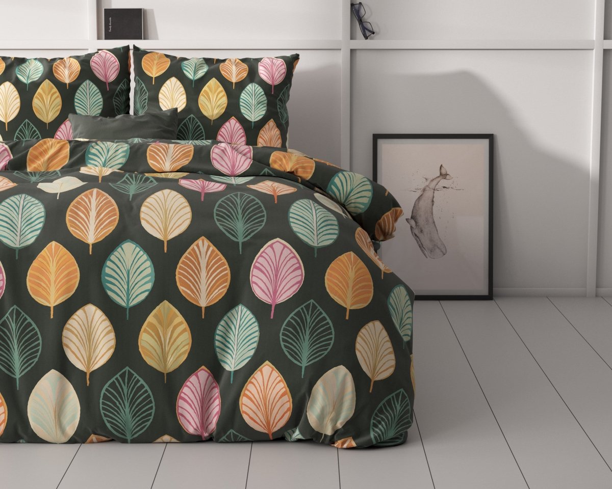 Micropercale Duvet Cover Set Oscar | Multicolour | Double - 200cm (W) x 220cm (L) - The Bedding & Blankets Store