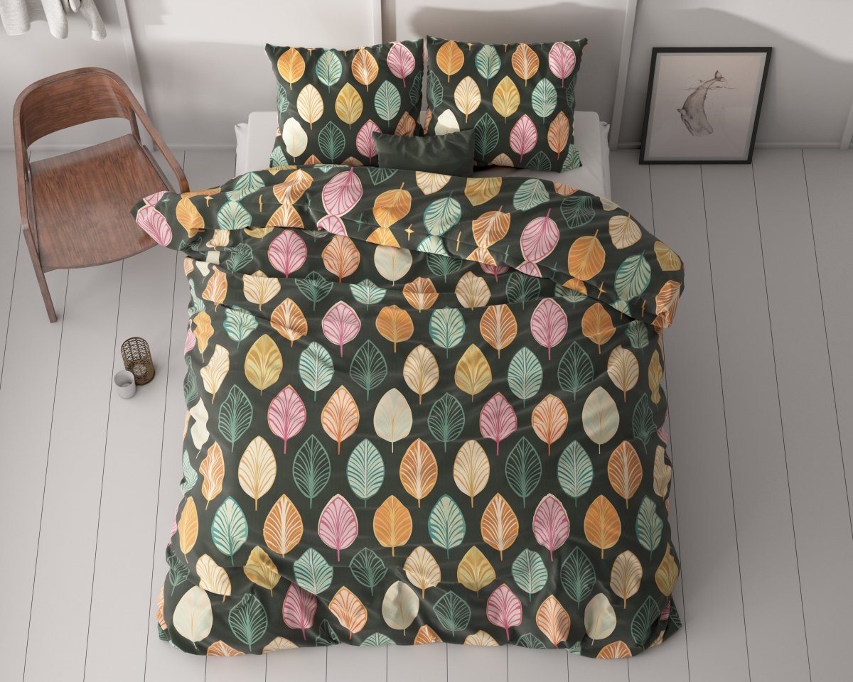 Micropercale Duvet Cover Set Oscar | Multicolour | Double - 200cm (W) x 220cm (L) - The Bedding & Blankets Store