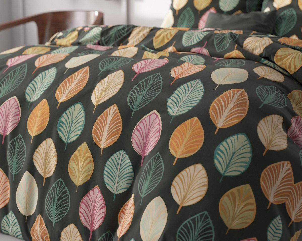 Micropercale Duvet Cover Set Oscar | Multicolour | Double - 200cm (W) x 220cm (L) - The Bedding & Blankets Store