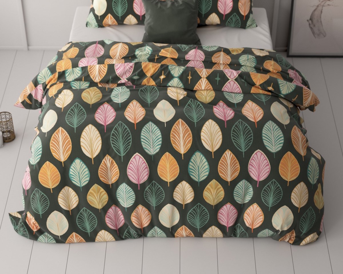 Micropercale Duvet Cover Set Oscar | Multicolour | Double - 200cm (W) x 220cm (L) - The Bedding & Blankets Store