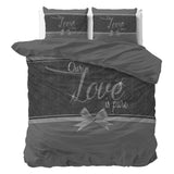 Micropercale Duvet Cover Set Pure Love | Grey | Double - 200cm (W) x 200/220cm (L) - The Bedding & Blankets Store
