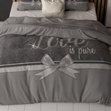 Micropercale Duvet Cover Set Pure Love | Grey | Double - 200cm (W) x 200/220cm (L) - The Bedding & Blankets Store