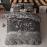Micropercale Duvet Cover Set Pure Love | Grey | Double - 200cm (W) x 200/220cm (L) - The Bedding & Blankets Store