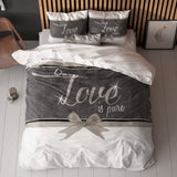 Micropercale Duvet Cover Set Pure Love | White | Double - 200cm (W) x 200/220cm (L) - The Bedding & Blankets Store