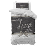 Micropercale Duvet Cover Set Pure Love | White | Double - 200cm (W) x 200/220cm (L) - The Bedding & Blankets Store