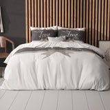 Micropercale Duvet Cover Set Pure Love | White | Double - 200cm (W) x 200/220cm (L) - The Bedding & Blankets Store