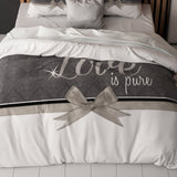 Micropercale Duvet Cover Set Pure Love | White | Double - 200cm (W) x 200/220cm (L) - The Bedding & Blankets Store