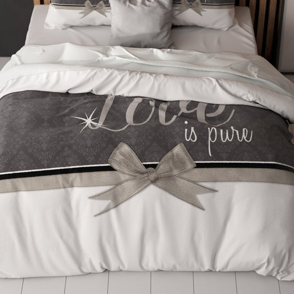 Micropercale Duvet Cover Set Pure Love | White | Double - 200cm (W) x 200/220cm (L) - The Bedding & Blankets Store