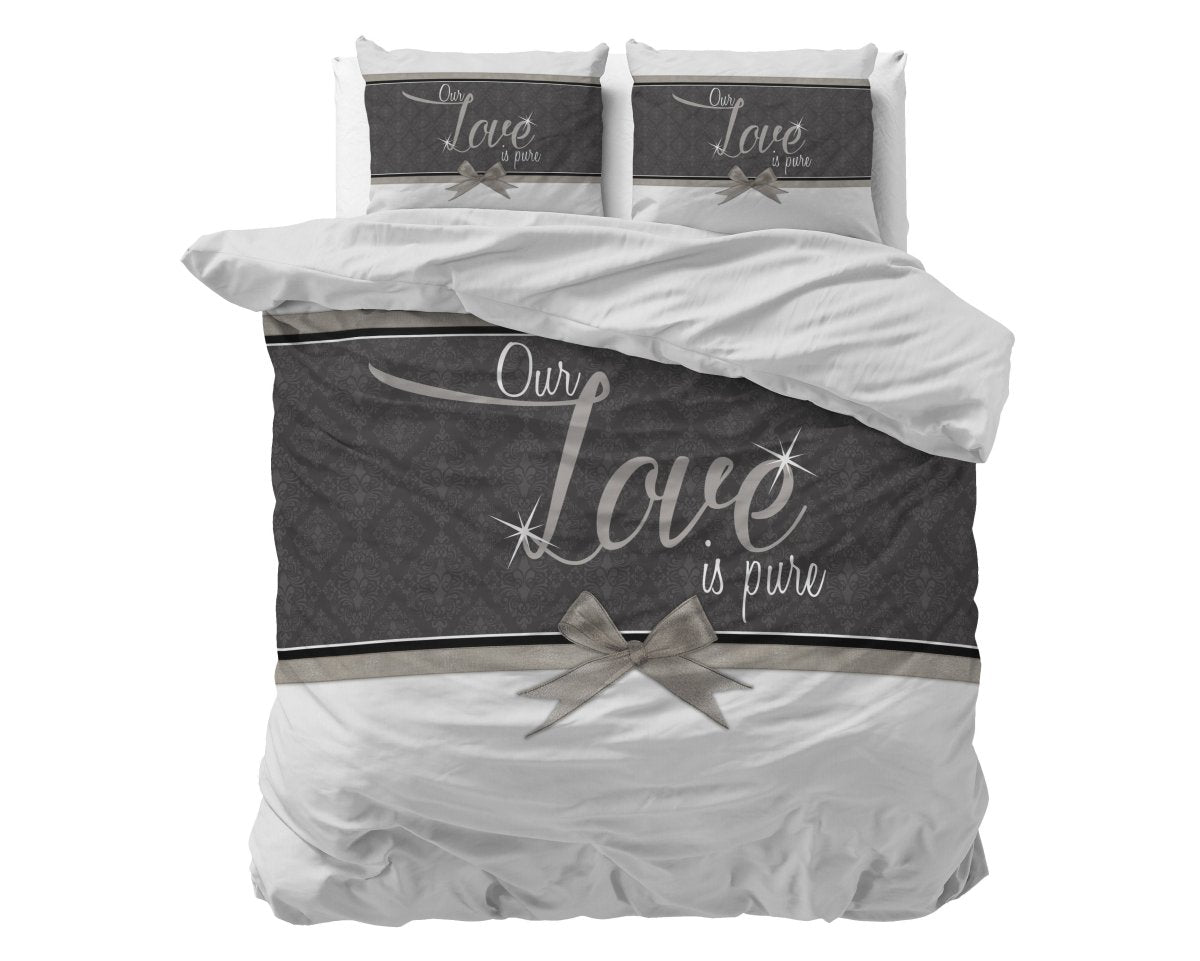 Micropercale Duvet Cover Set Pure Love | White | Double - 200cm (W) x 200/220cm (L) - The Bedding & Blankets Store