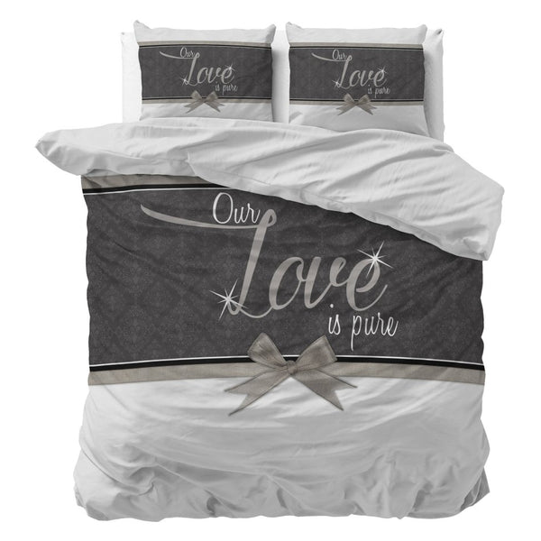 Micropercale Duvet Cover Set Pure Love | White | Double - 200cm (W) x 200/220cm (L) - The Bedding & Blankets Store