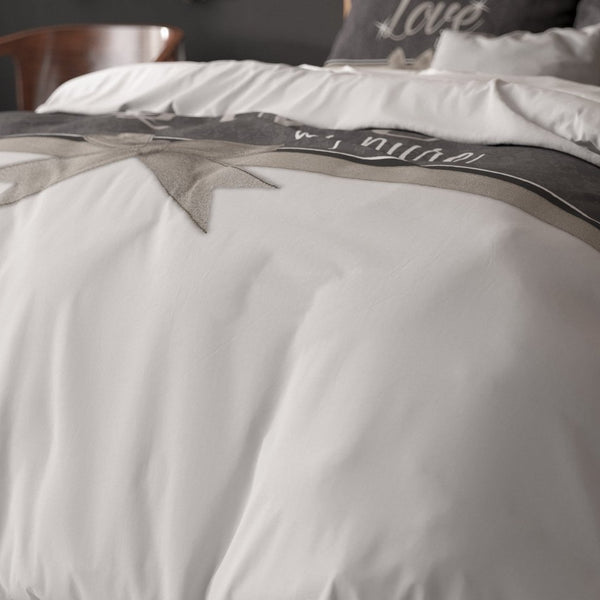 Micropercale Duvet Cover Set Pure Love | White | Double - 200cm (W) x 200/220cm (L) - The Bedding & Blankets Store
