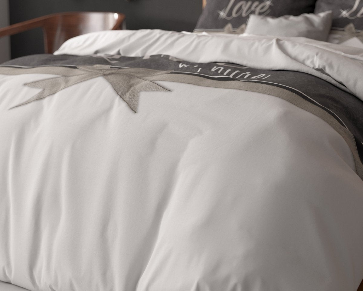 Micropercale Duvet Cover Set Pure Love | White | Double - 200cm (W) x 200/220cm (L) - The Bedding & Blankets Store