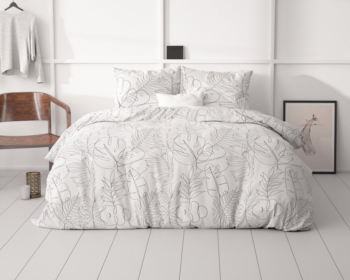 Micropercale Duvet Cover Set Simply | White | Double - 200cm (W) x 200/220cm (L) - The Bedding & Blankets Store
