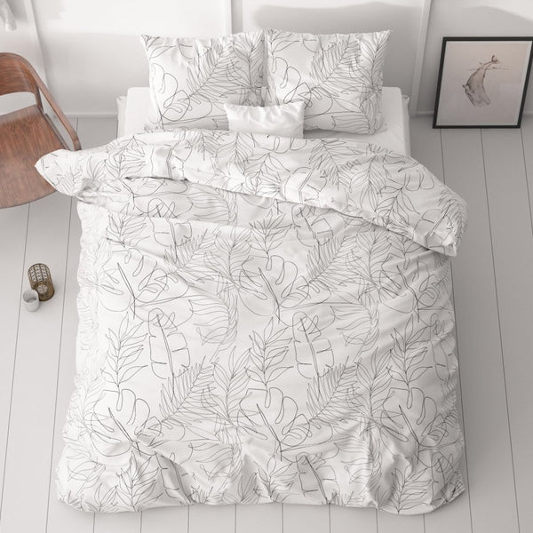 Micropercale Duvet Cover Set Simply | White | Double - 200cm (W) x 200/220cm (L) - The Bedding & Blankets Store