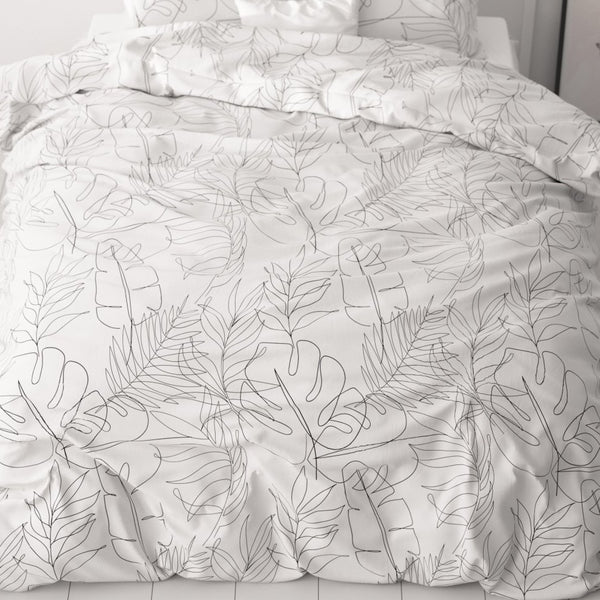 Micropercale Duvet Cover Set Simply | White | Double - 200cm (W) x 200/220cm (L) - The Bedding & Blankets Store
