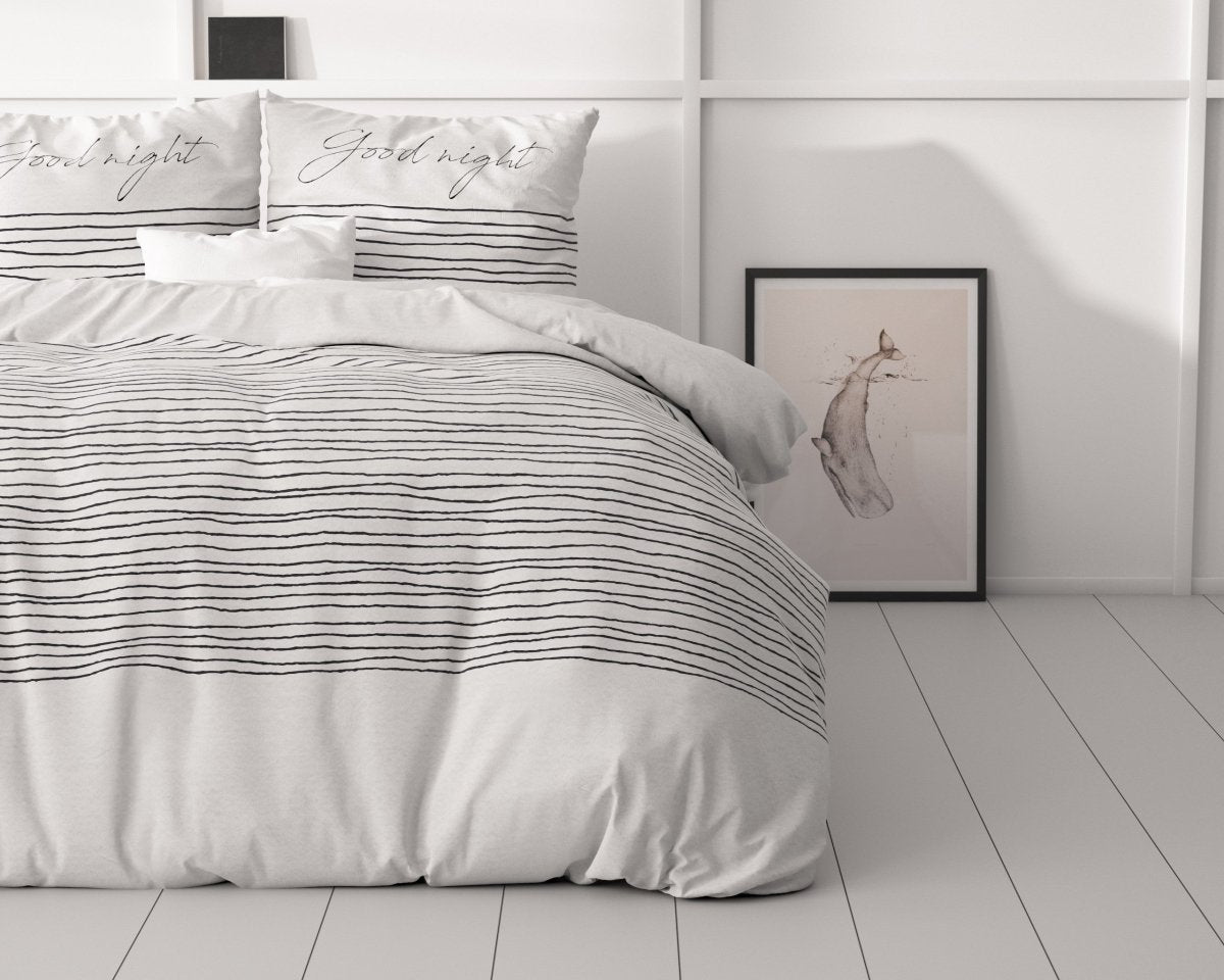 Micropercale Duvet Cover Set Sleeptight 2 | White | Double - 200cm (W) x 200/220cm (L) - The Bedding & Blankets Store