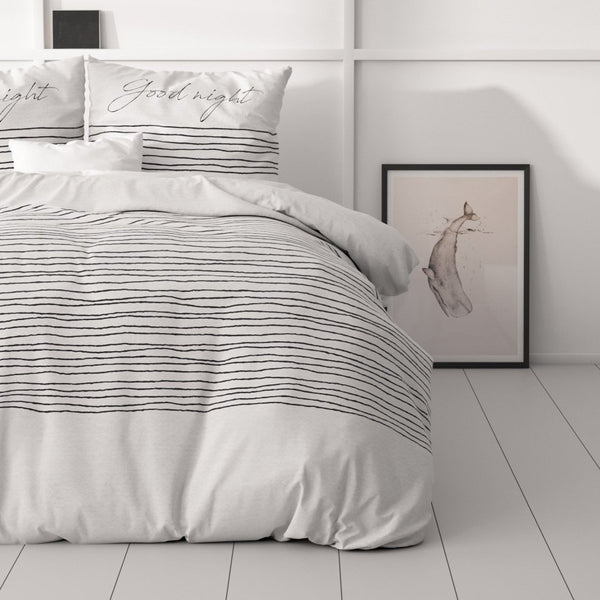 Micropercale Duvet Cover Set Sleeptight 2 | White | Double - 200cm (W) x 200/220cm (L) - The Bedding & Blankets Store