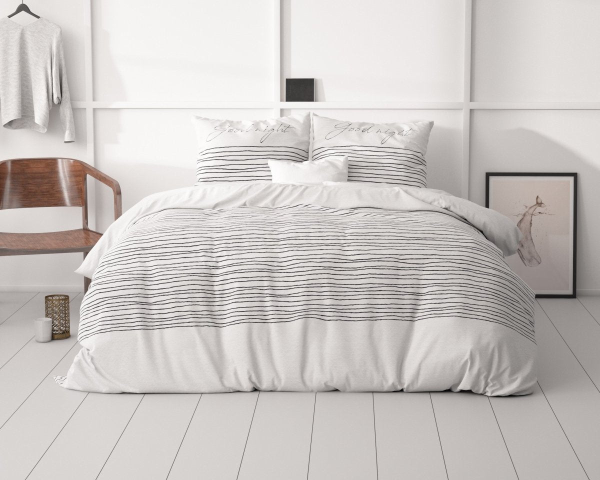 Micropercale Duvet Cover Set Sleeptight 2 | White | Double - 200cm (W) x 200/220cm (L) - The Bedding & Blankets Store