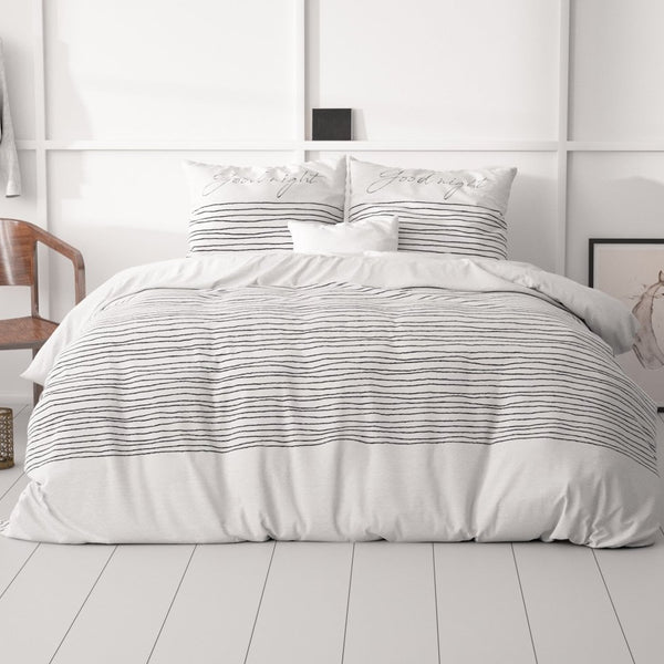 Micropercale Duvet Cover Set Sleeptight 2 | White | Double - 200cm (W) x 200/220cm (L) - The Bedding & Blankets Store