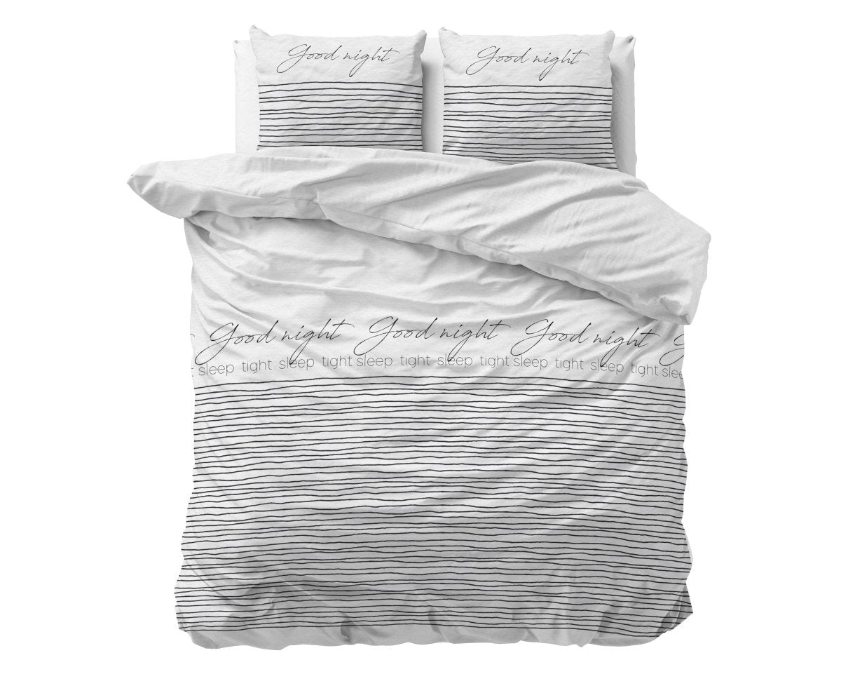 Micropercale Duvet Cover Set Sleeptight 2 | White | Double - 200cm (W) x 200/220cm (L) - The Bedding & Blankets Store
