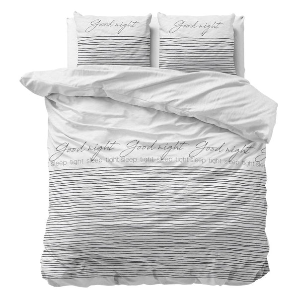Micropercale Duvet Cover Set Sleeptight 2 | White | Double - 200cm (W) x 200/220cm (L) - The Bedding & Blankets Store