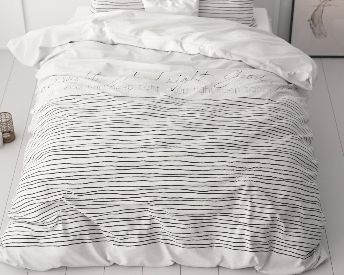 Micropercale Duvet Cover Set Sleeptight 2 | White | Double - 200cm (W) x 200/220cm (L) - The Bedding & Blankets Store