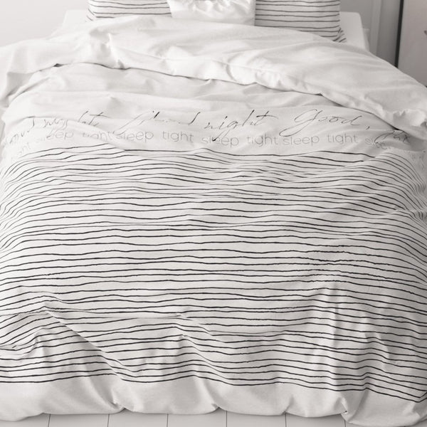 Micropercale Duvet Cover Set Sleeptight 2 | White | Double - 200cm (W) x 200/220cm (L) - The Bedding & Blankets Store