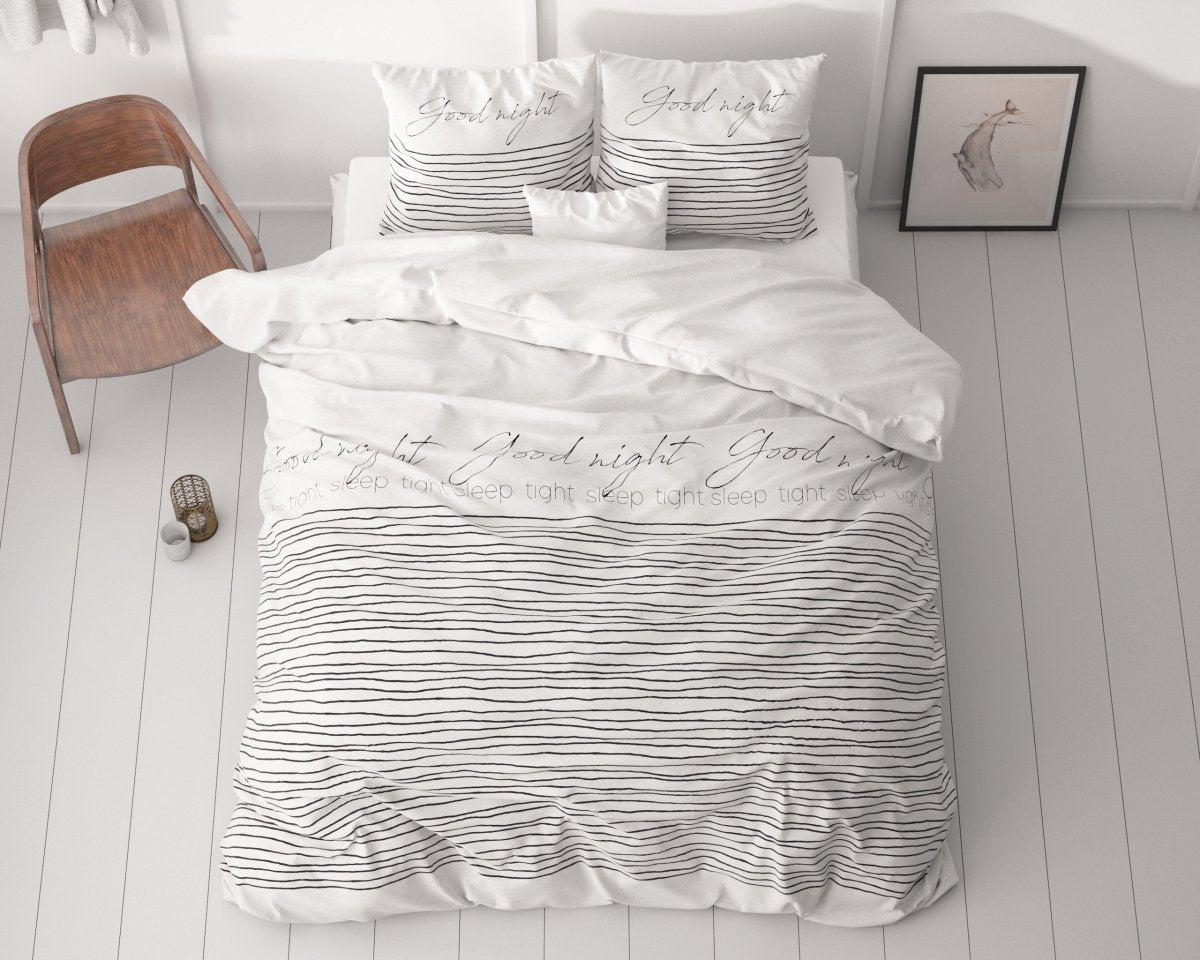 Micropercale Duvet Cover Set Sleeptight 2 | White | Double - 200cm (W) x 200/220cm (L) - The Bedding & Blankets Store
