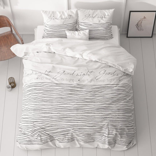 Micropercale Duvet Cover Set Sleeptight 2 | White | Double - 200cm (W) x 200/220cm (L) - The Bedding & Blankets Store