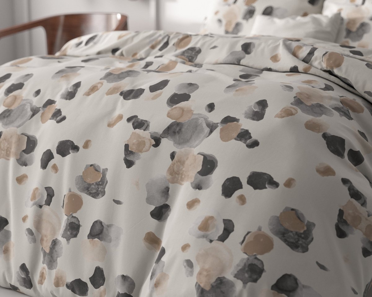 Micropercale Duvet Cover Set Spotty | Sand | Double - 200cm (W) x 220cm (L) - The Bedding & Blankets Store