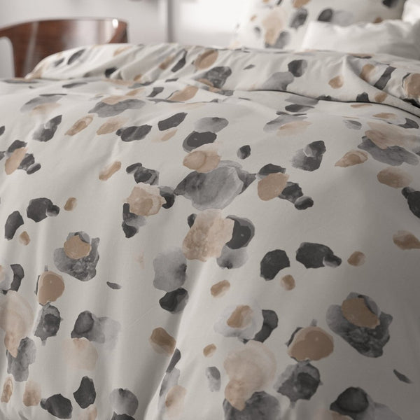 Micropercale Duvet Cover Set Spotty | Sand | Double - 200cm (W) x 220cm (L) - The Bedding & Blankets Store