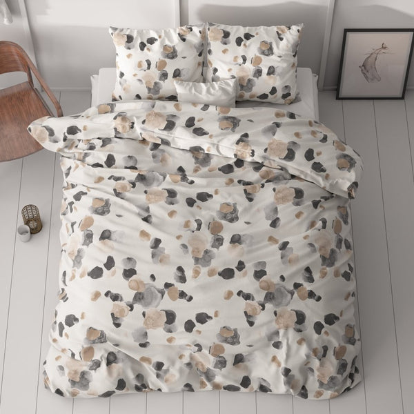 Micropercale Duvet Cover Set Spotty | Sand | Double - 200cm (W) x 220cm (L) - The Bedding & Blankets Store