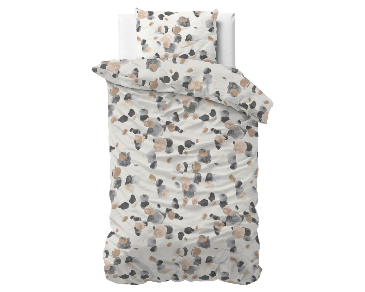 Micropercale Duvet Cover Set Spotty | Sand | Double - 200cm (W) x 220cm (L) - The Bedding & Blankets Store