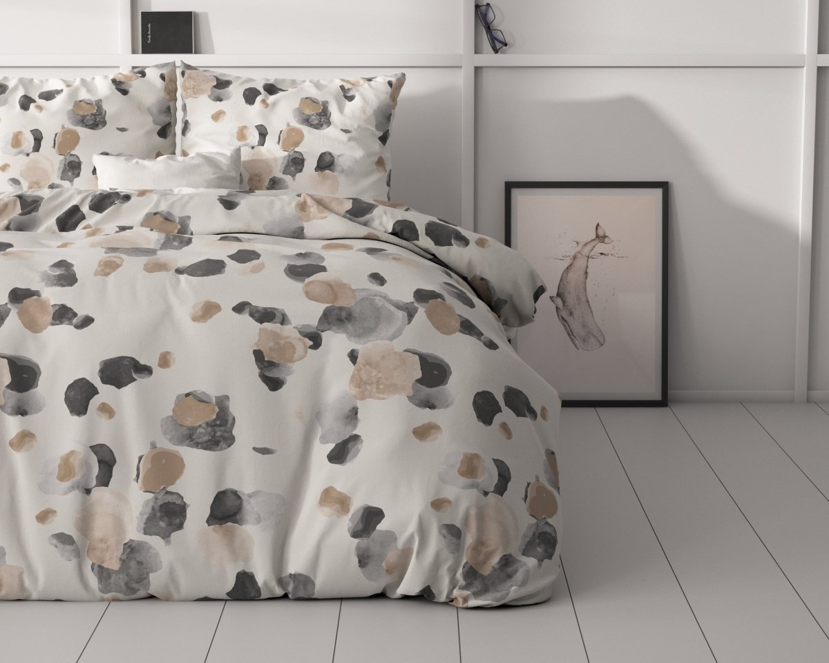 Micropercale Duvet Cover Set Spotty | Sand | Double - 200cm (W) x 220cm (L) - The Bedding & Blankets Store