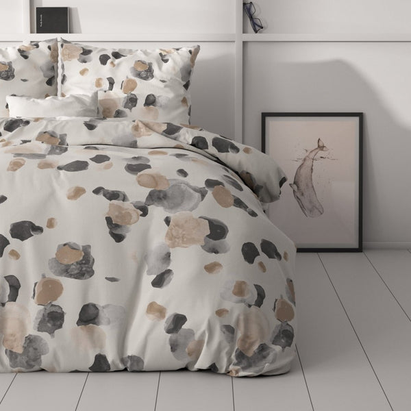 Micropercale Duvet Cover Set Spotty | Sand | Double - 200cm (W) x 220cm (L) - The Bedding & Blankets Store