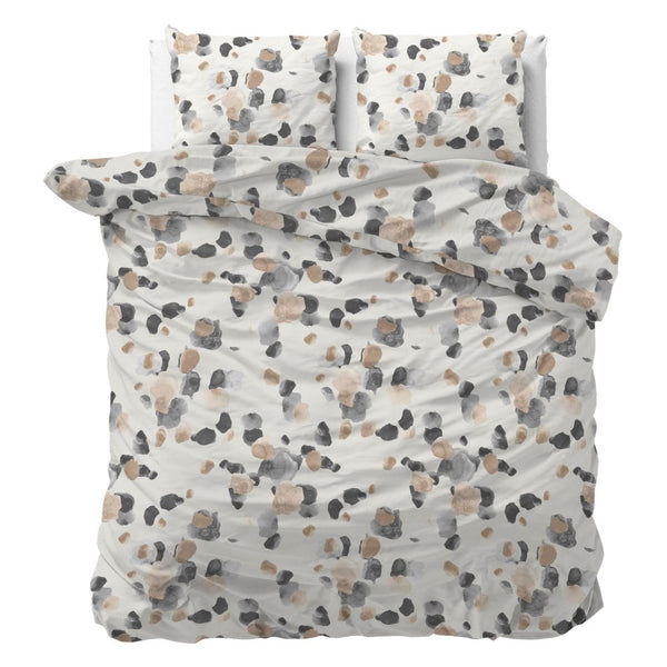 Micropercale Duvet Cover Set Spotty | Sand | Double - 200cm (W) x 220cm (L) - The Bedding & Blankets Store