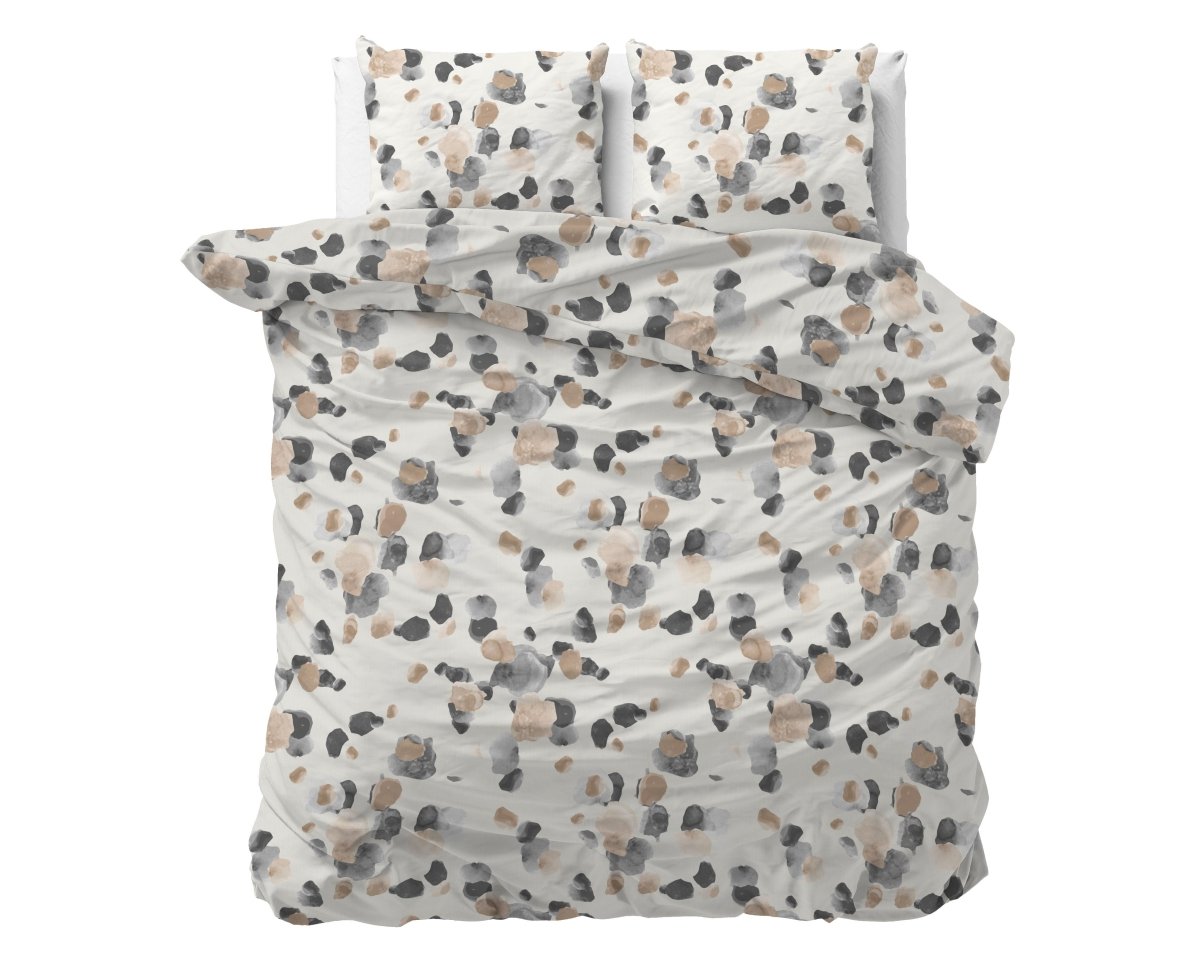 Micropercale Duvet Cover Set Spotty | Sand | Double - 200cm (W) x 220cm (L) - The Bedding & Blankets Store