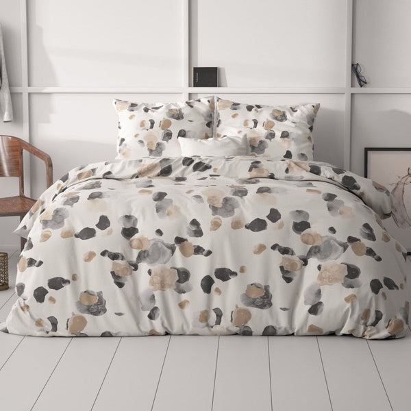 Micropercale Duvet Cover Set Spotty | Sand | Double - 200cm (W) x 220cm (L) - The Bedding & Blankets Store