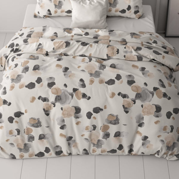 Micropercale Duvet Cover Set Spotty | Sand | Double - 200cm (W) x 220cm (L) - The Bedding & Blankets Store