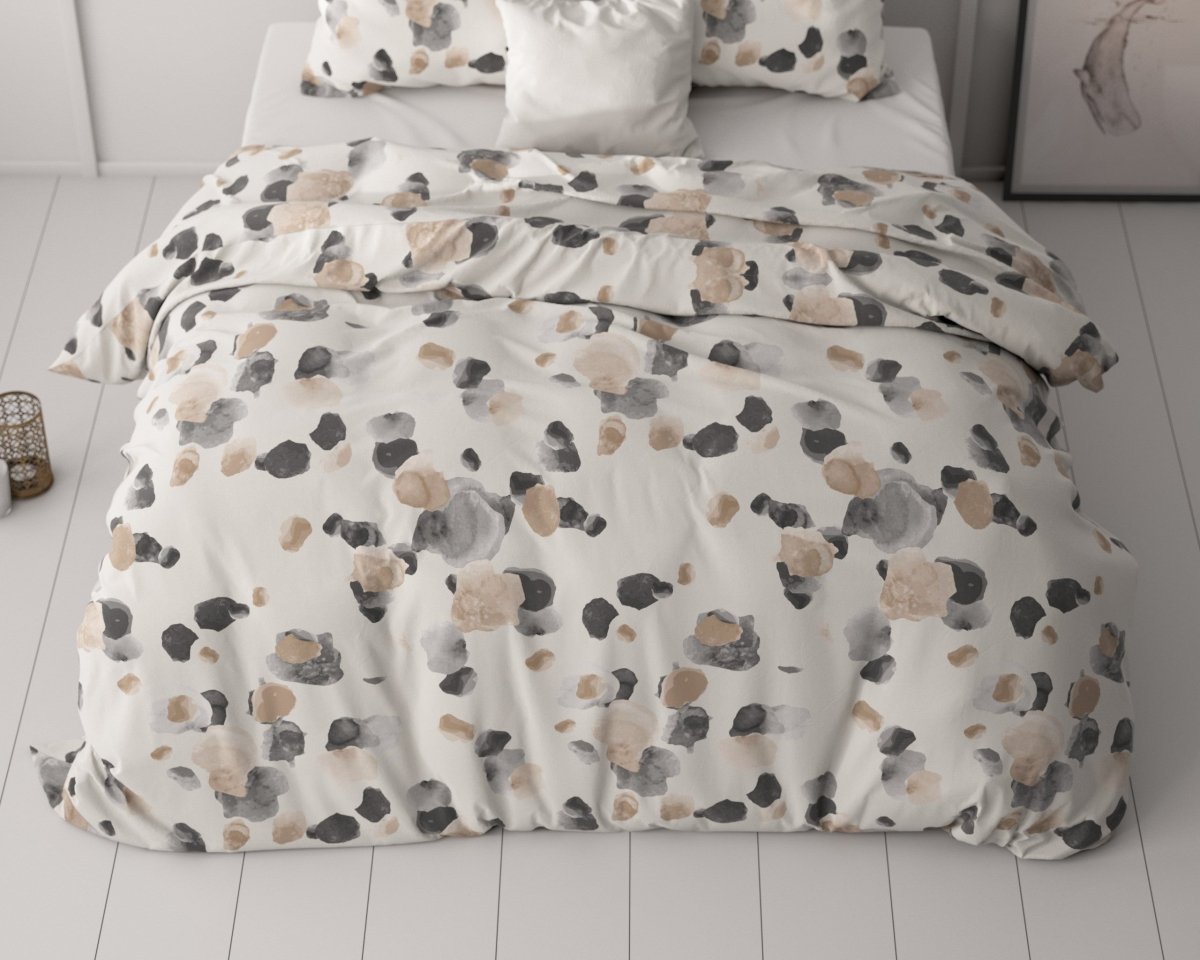 Micropercale Duvet Cover Set Spotty | Sand | Double - 200cm (W) x 220cm (L) - The Bedding & Blankets Store