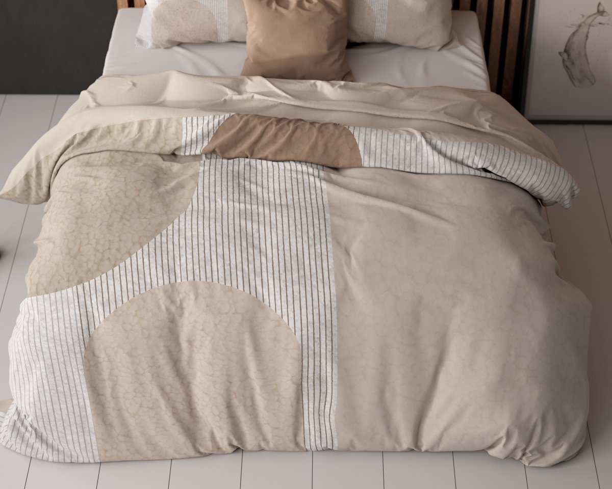Micropercale Duvet Cover Set Teddy Print | Cream | King Long - 240cm (W) x 220cm (L) - The Bedding & Blankets Store