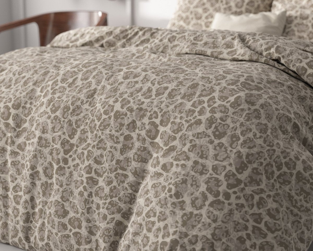 Micropercale Duvet Cover Set Tessa | Brown | Double - 200cm (W) x 220cm (L) - The Bedding & Blankets Store